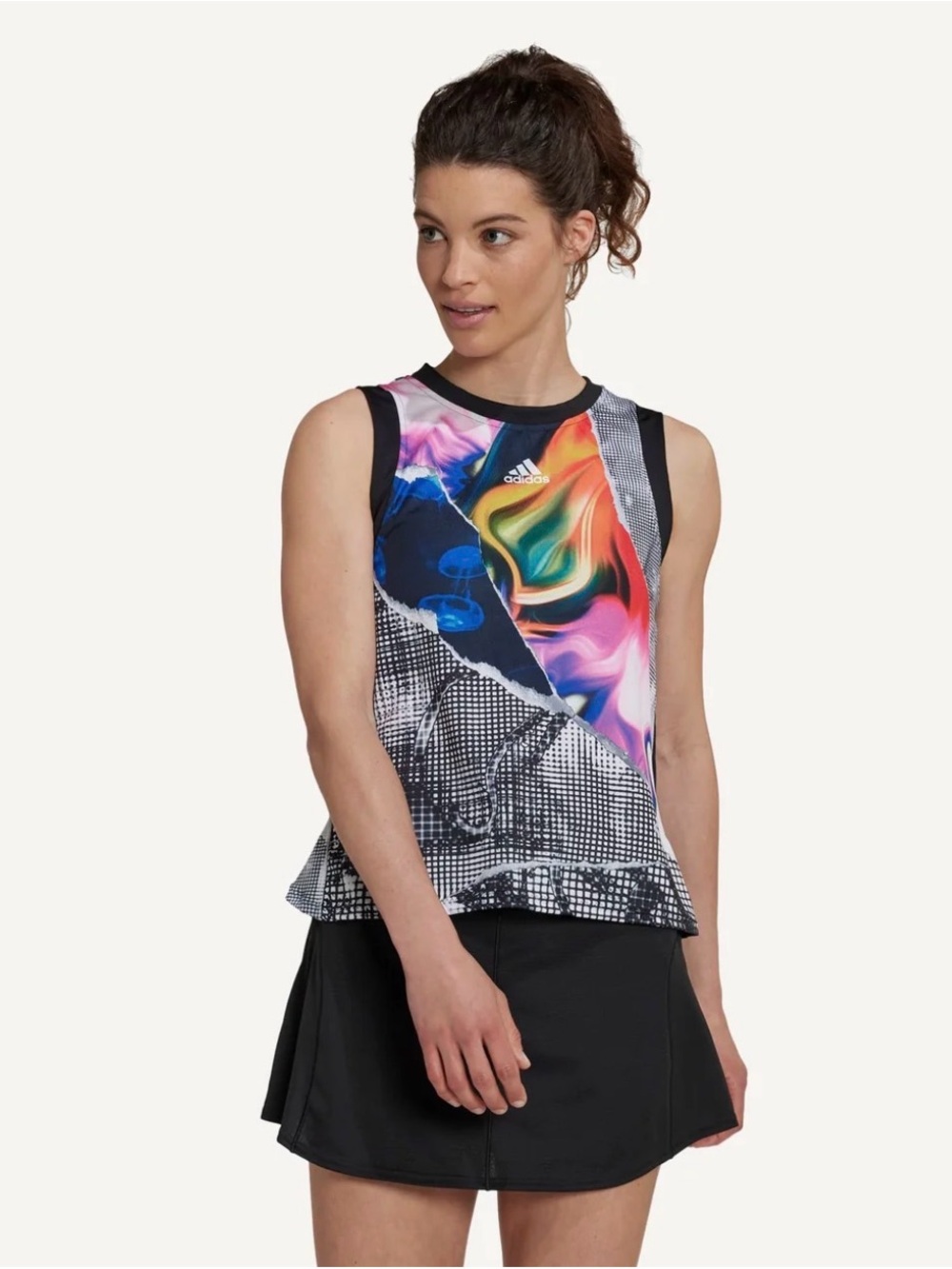adidas Women’s Multicolor Printed Sleeveless Tennis Top Size SMALL